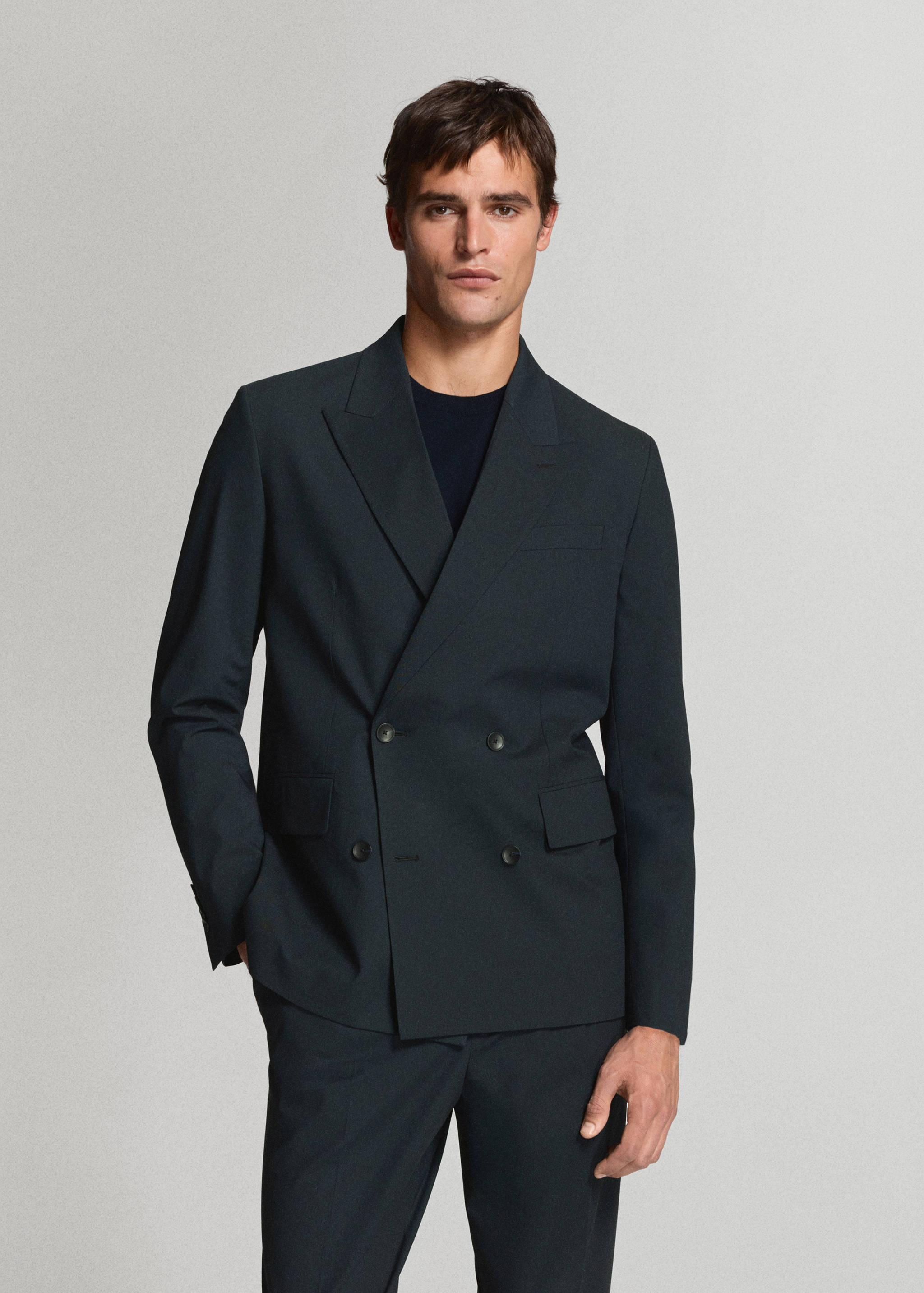 Boston regular-fit double-breasted suit blazer - Medium plane