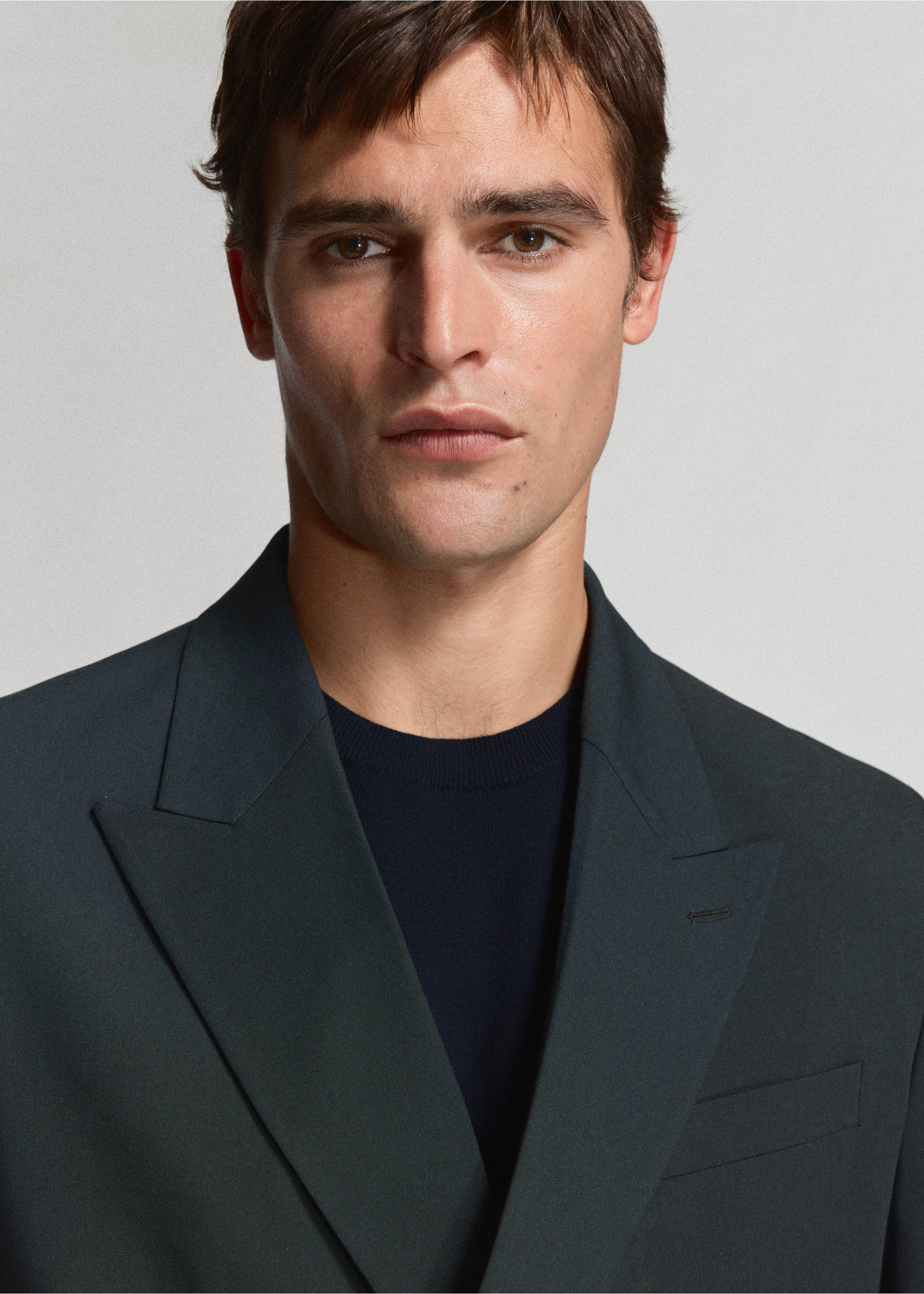Boston regular-fit double-breasted suit jacket - Details of the article 1, Navy. Ref: 37071405-00.