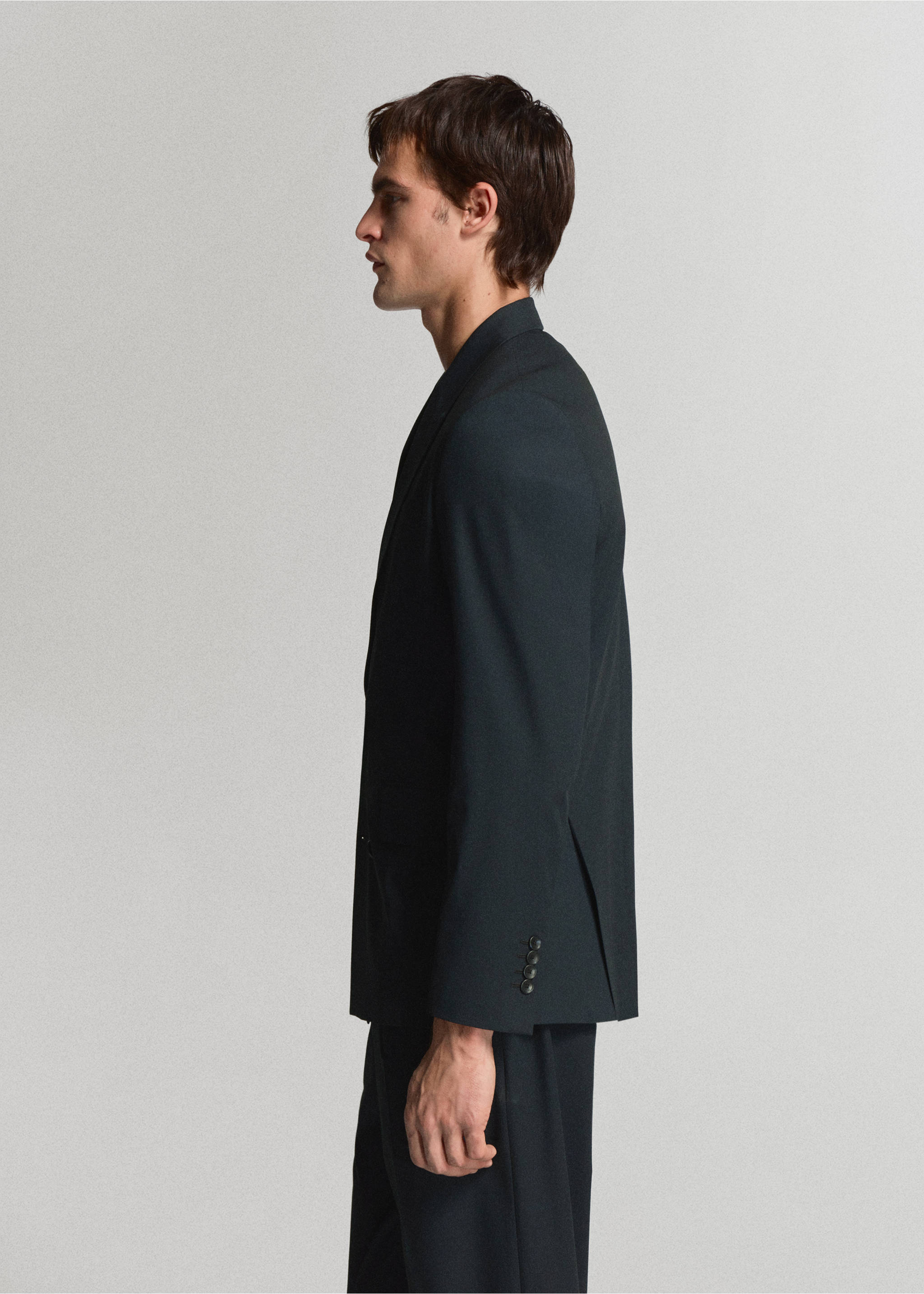 Boston regular-fit double-breasted suit jacket - Details of the article 2, Navy. Ref: 37071405-00.