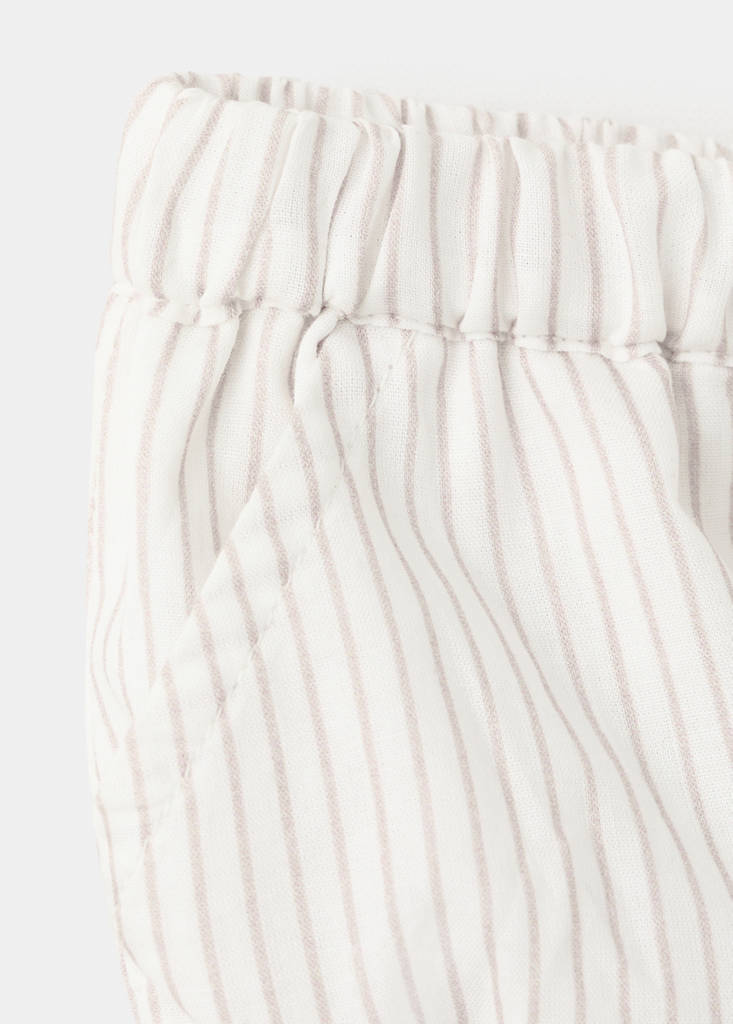 Striped cotton romper — Mustard