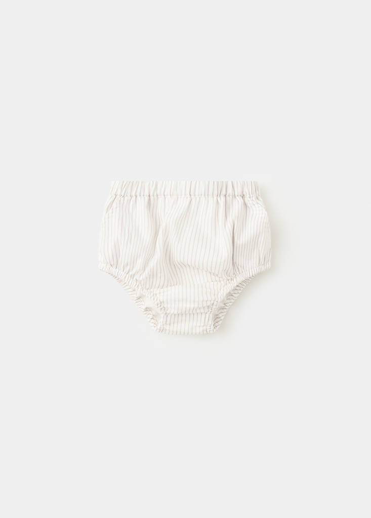 Striped cotton romper — Mustard