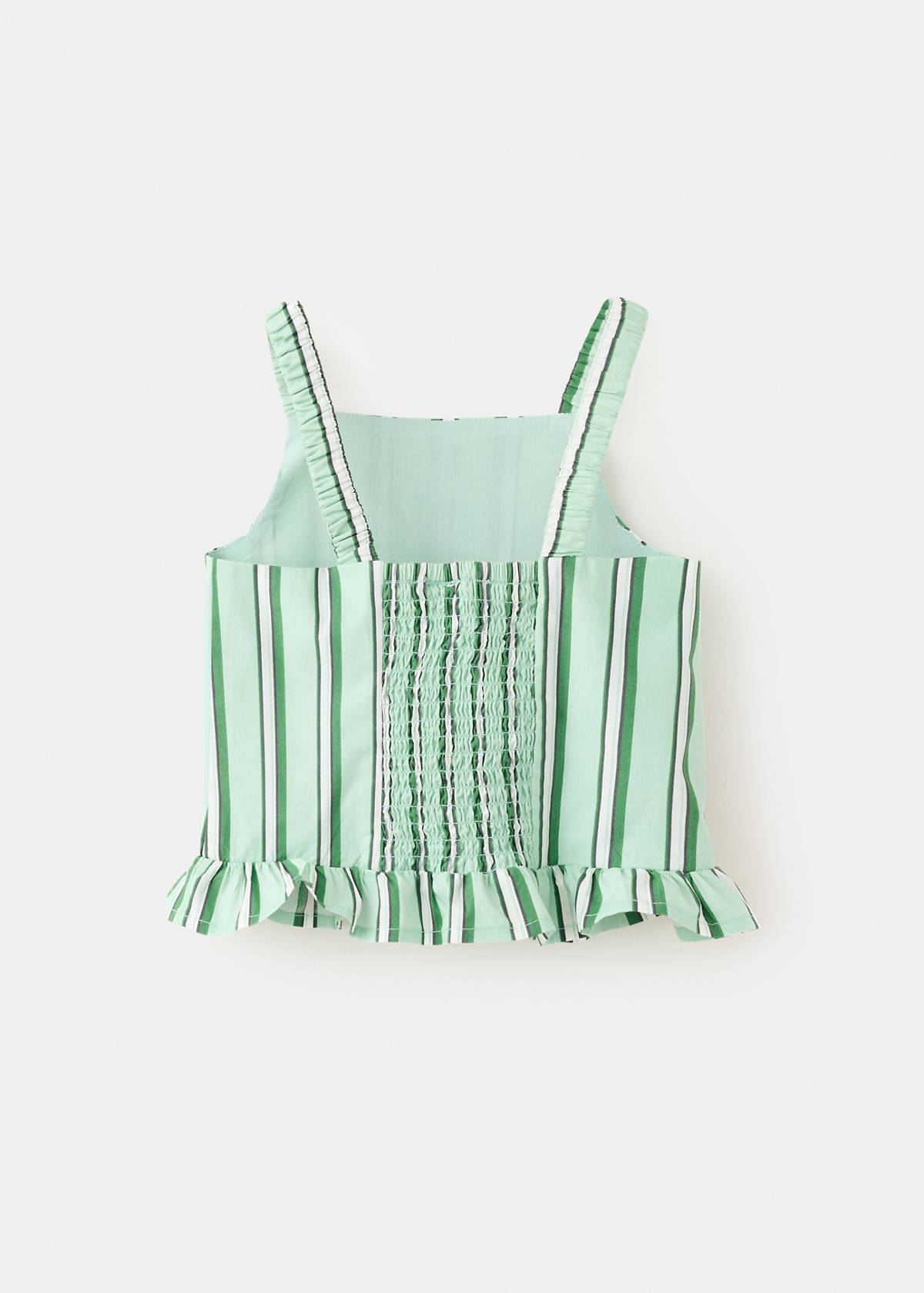 Ruffled stripe-patterned blouse — Green