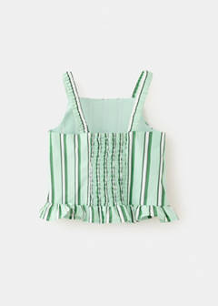 Ruffled stripe-patterned blouse — Green 5