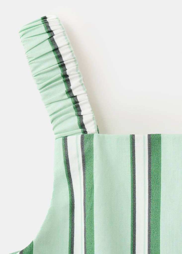 Ruffled stripe-patterned blouse — Green