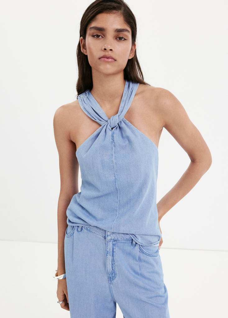 Top denim tirantes cruzados