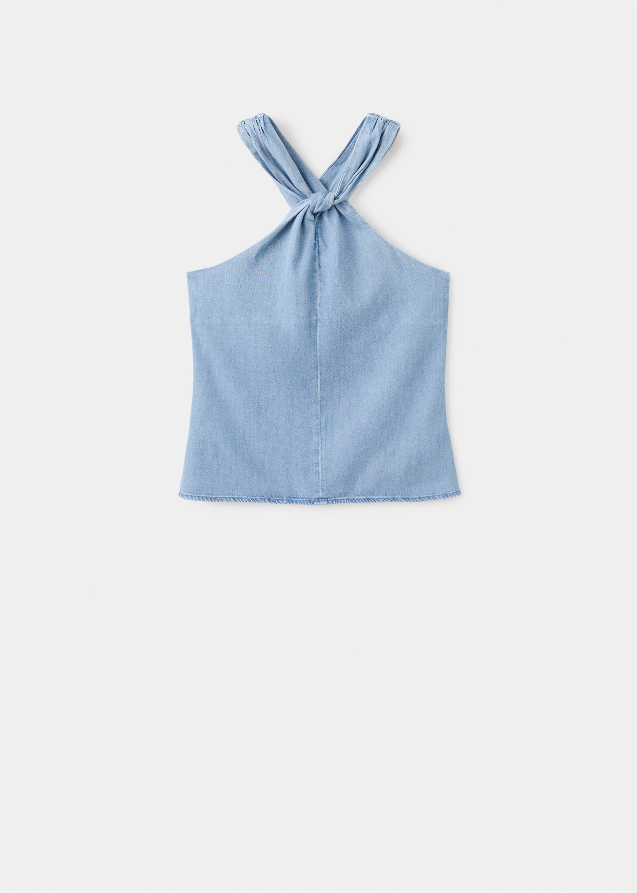 Cross-back strap denim top - Article without model, Light Blue. Ref: 37071410-00.