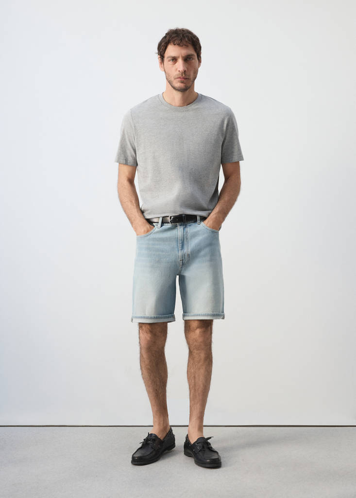 Slim-fit denim bermuda shorts — Light Blue