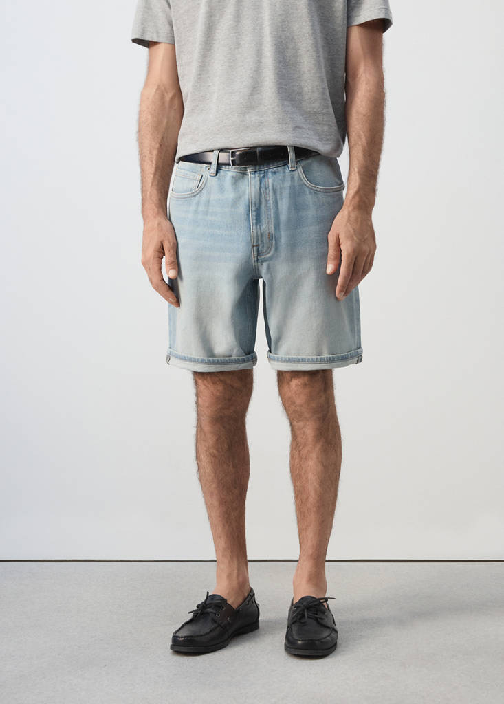 Slim-fit denim bermuda shorts — Light Blue