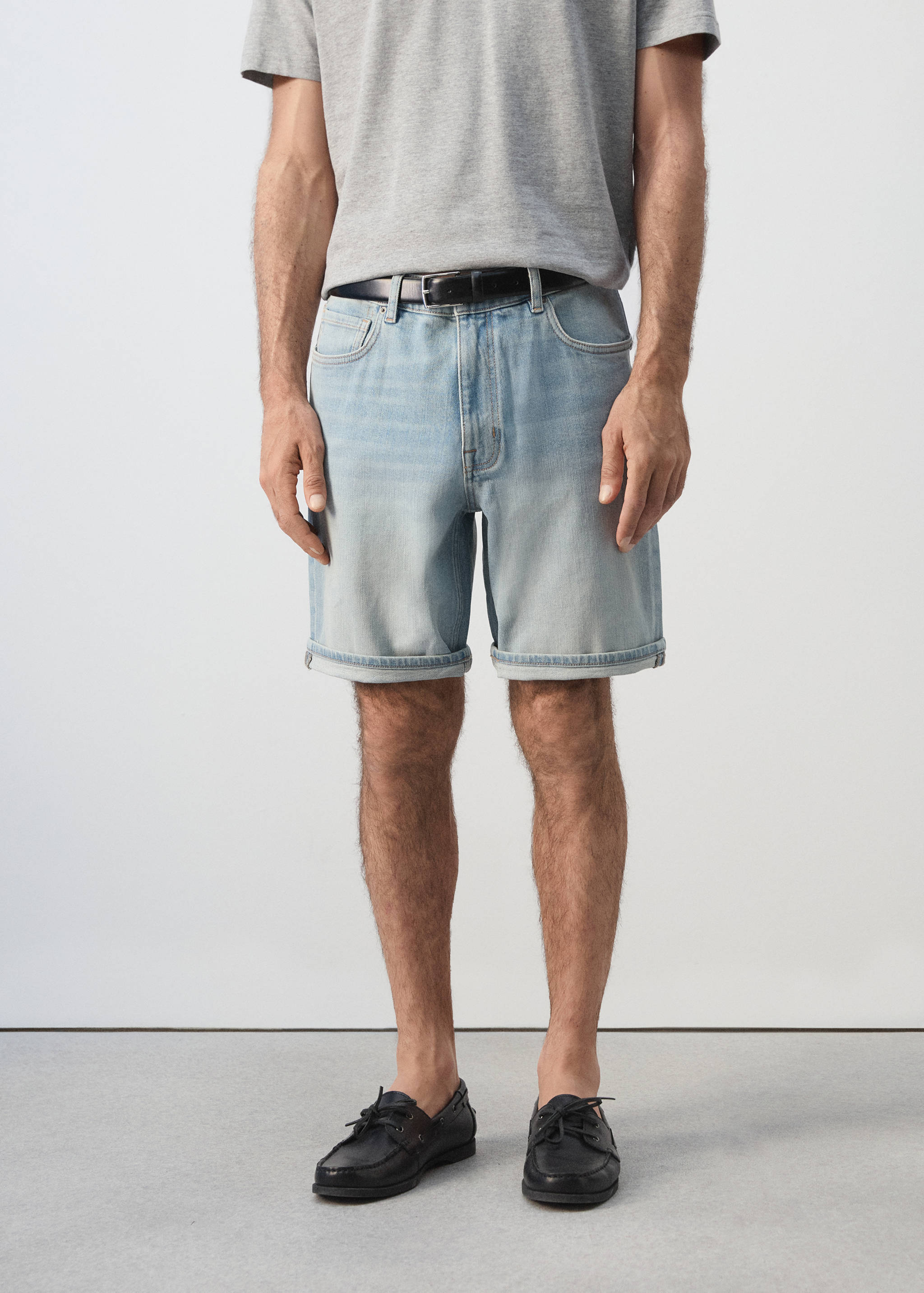 Slim-fit denim bermuda shorts - Medium plane