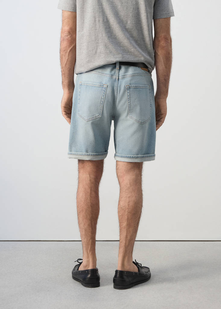 Slim-fit denim bermuda shorts — Light Blue