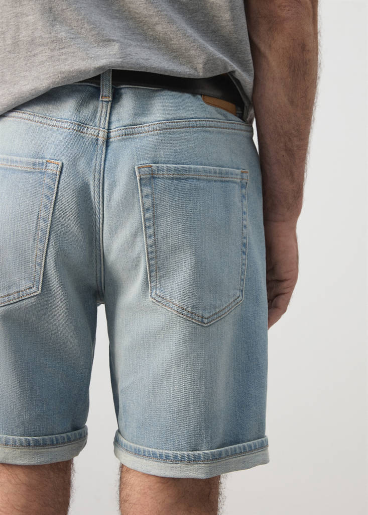Slim-fit denim bermuda shorts — Light Blue