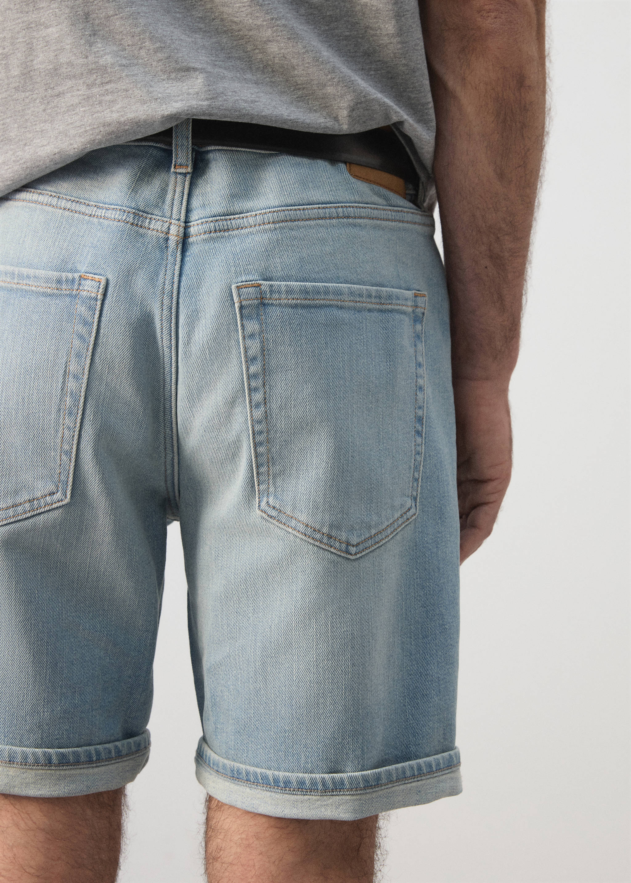 Slim-fit denim bermuda shorts - Details of the article 3