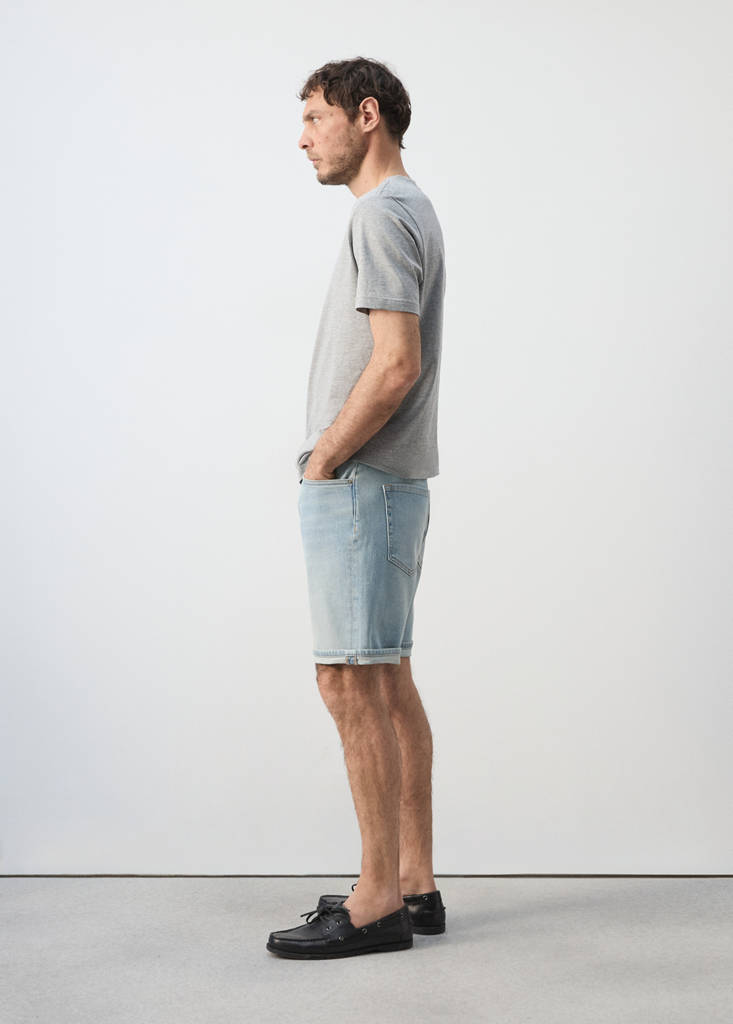 Slim-fit denim bermuda shorts — Light Blue