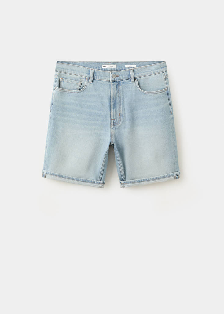 Slim-fit denim bermuda shorts — Light Blue