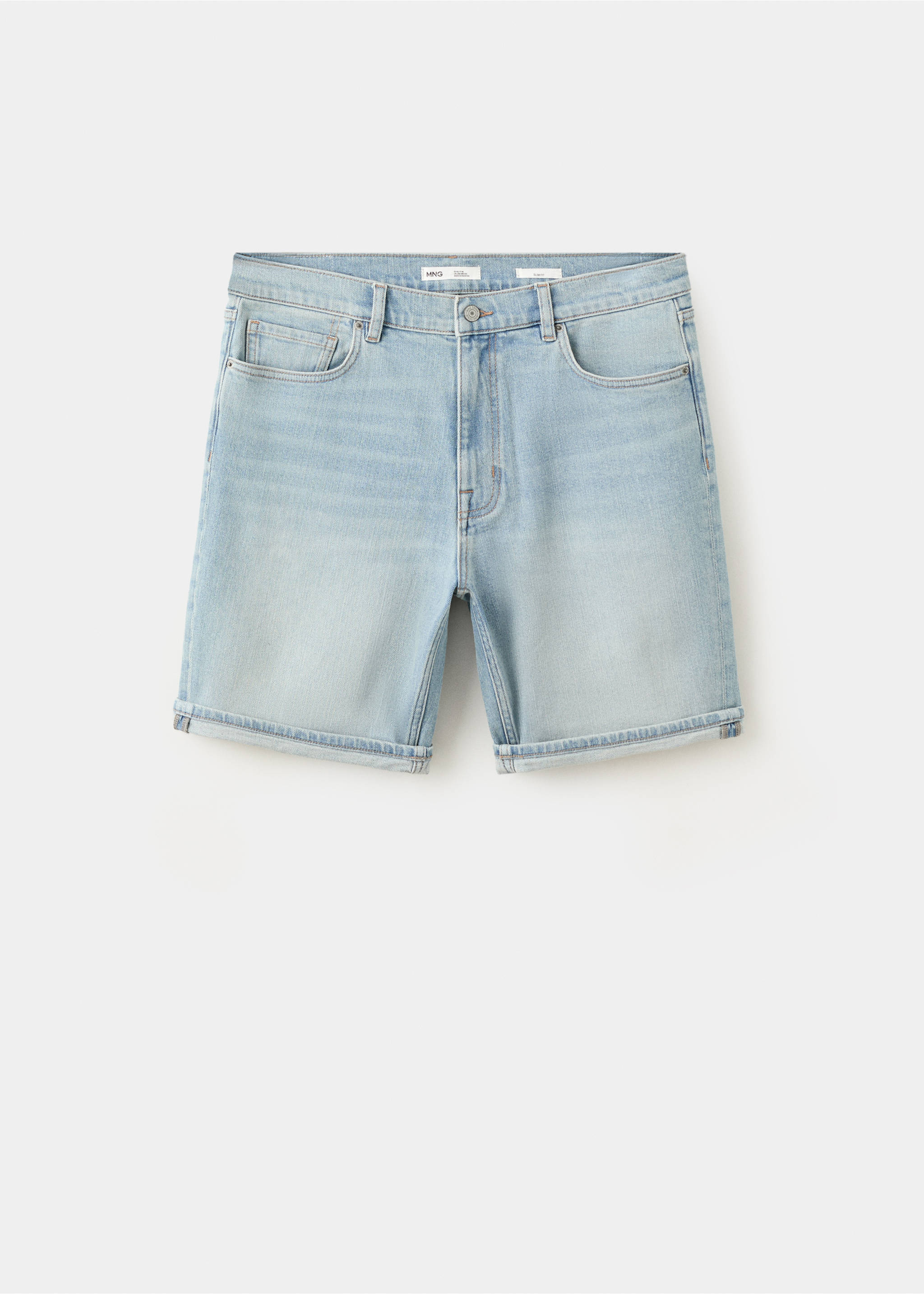 Slim-fit denim bermuda shorts - Article without model, Light Blue. Ref: 37071411-00.