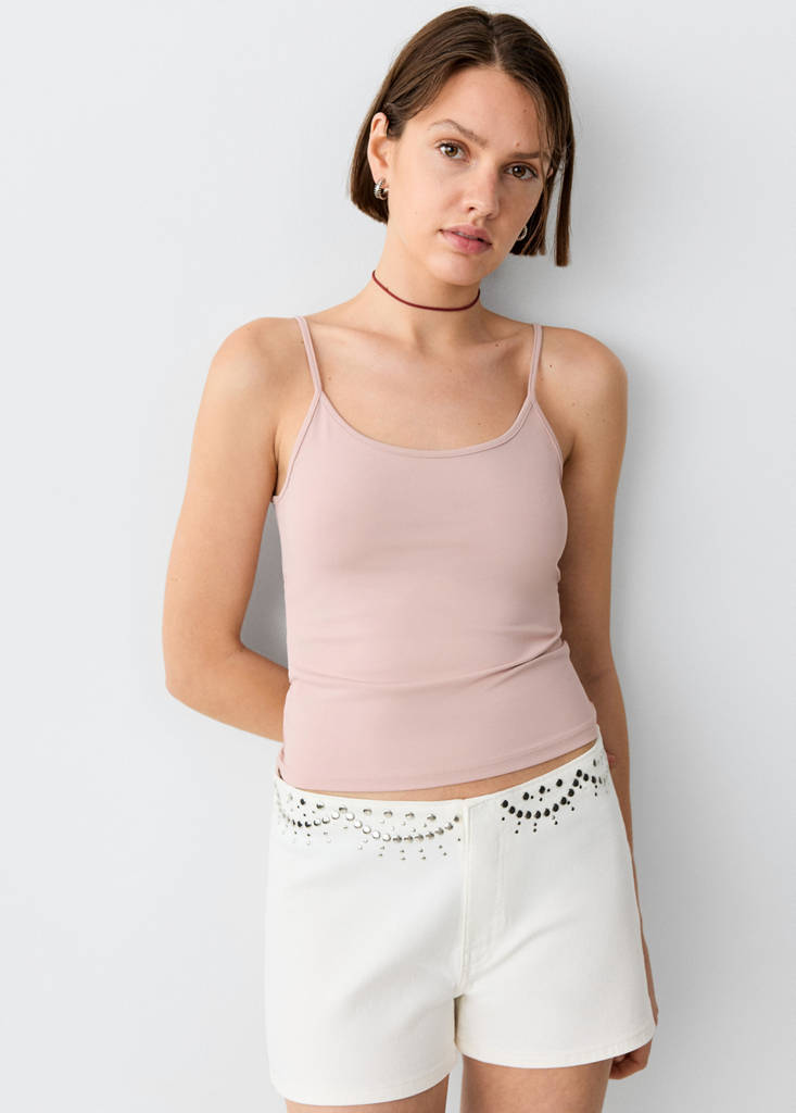 Fitted top with thin straps — Pink