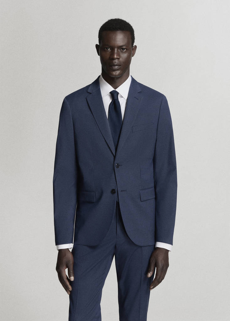 Super slim-fit suit jacket in stretch fabric — Ink Blue