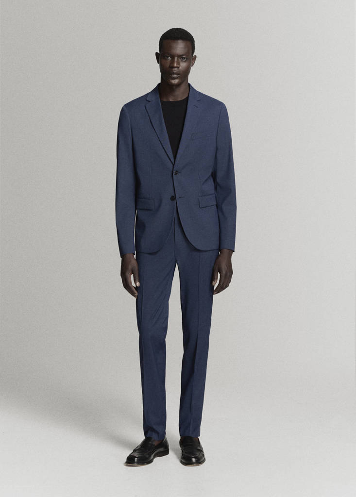Super slim-fit suit jacket in stretch fabric — Ink Blue