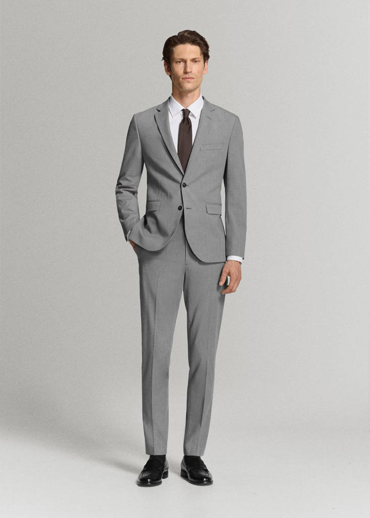 Stretch fabric super slim-fit suit trousers — Grey
