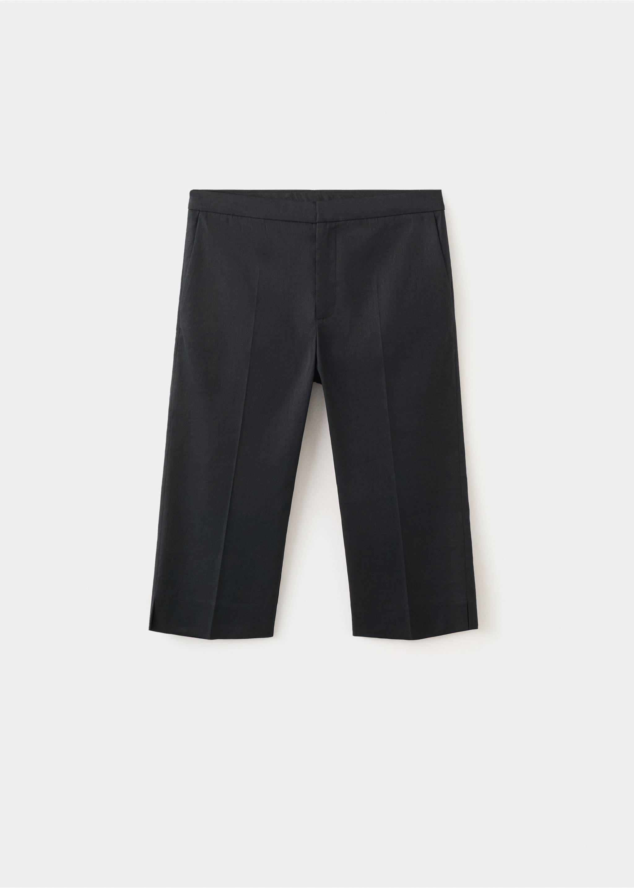 Pantalon capri en lin - Article sans modèle, Noir. Ref: 37071415-00.