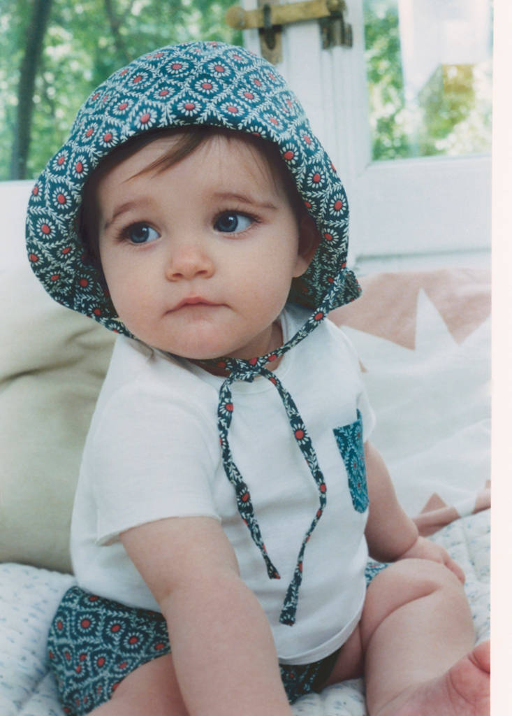 Printed cotton hat — Navy