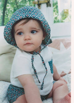 Printed cotton hat — Navy 2