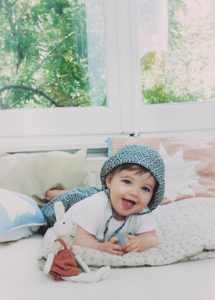 Printed cotton hat — Navy