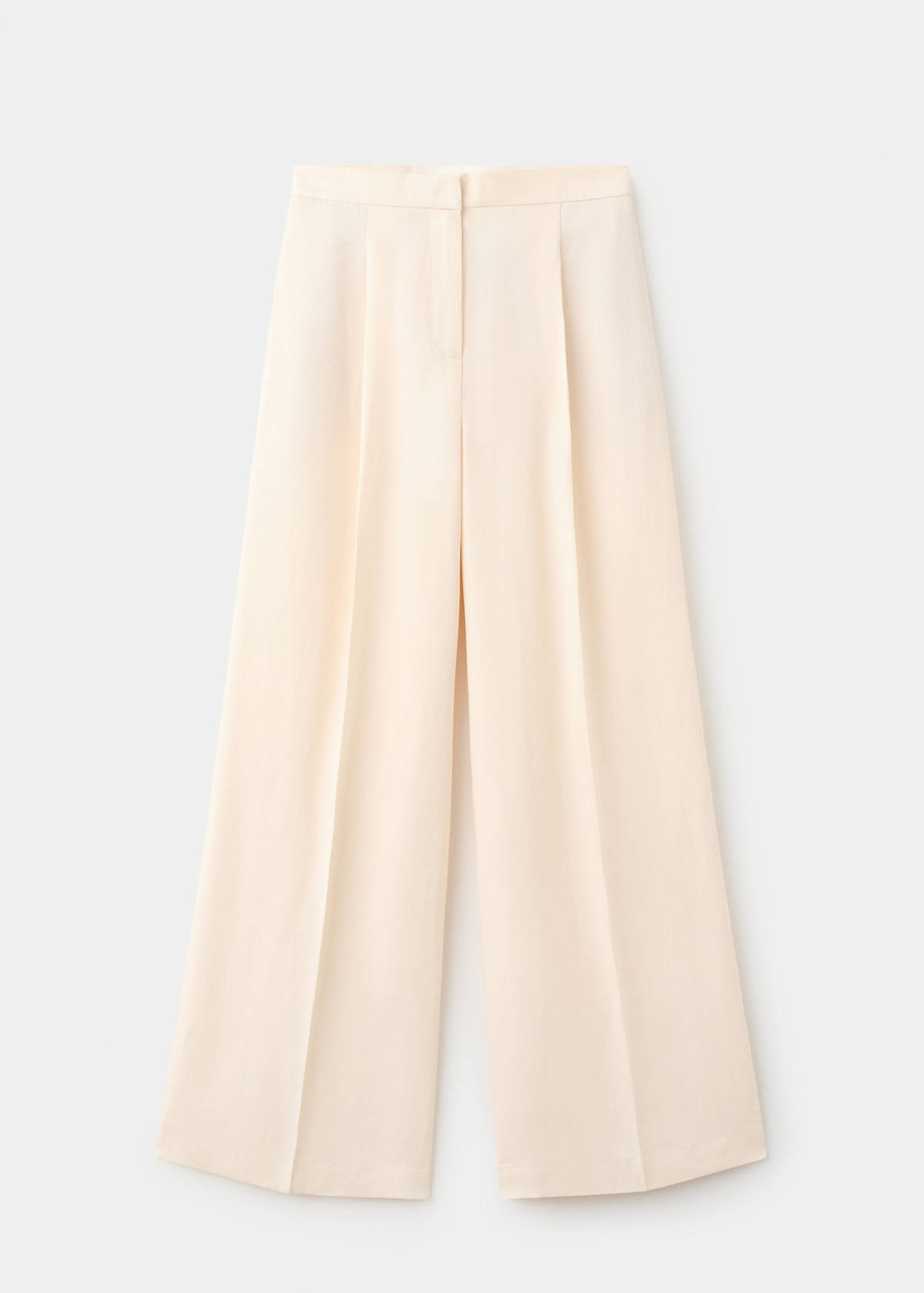 Straight pleat linen trousers — Ecru
