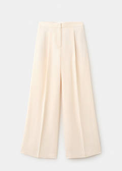 Straight pleat linen trousers — Ecru 6
