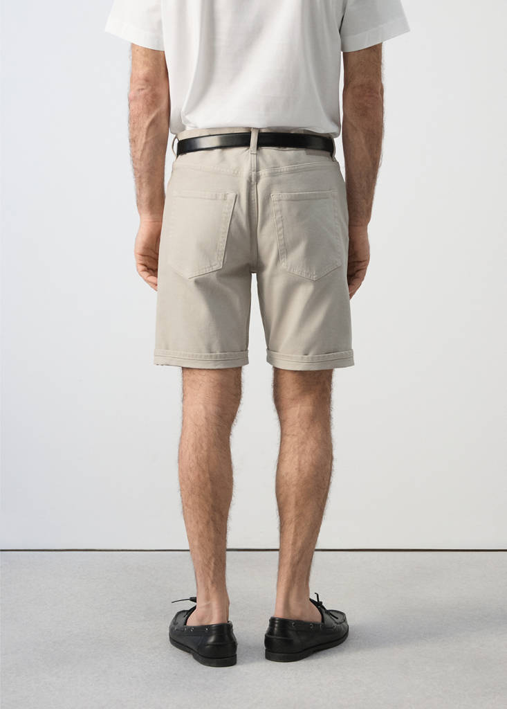 Slim-fit denim bermuda shorts — Beige