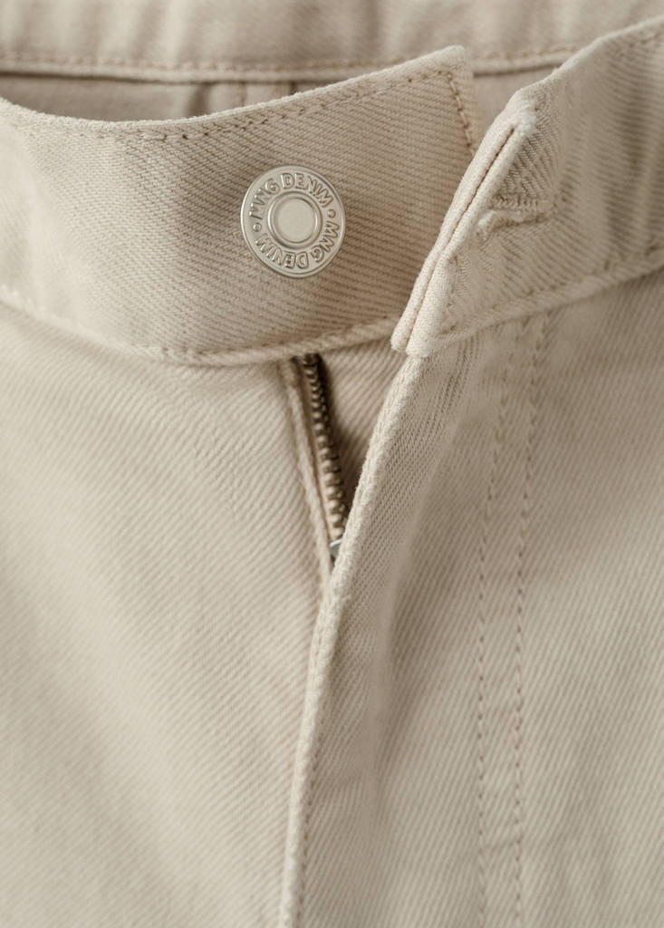 Slim-fit denim bermuda shorts — Beige