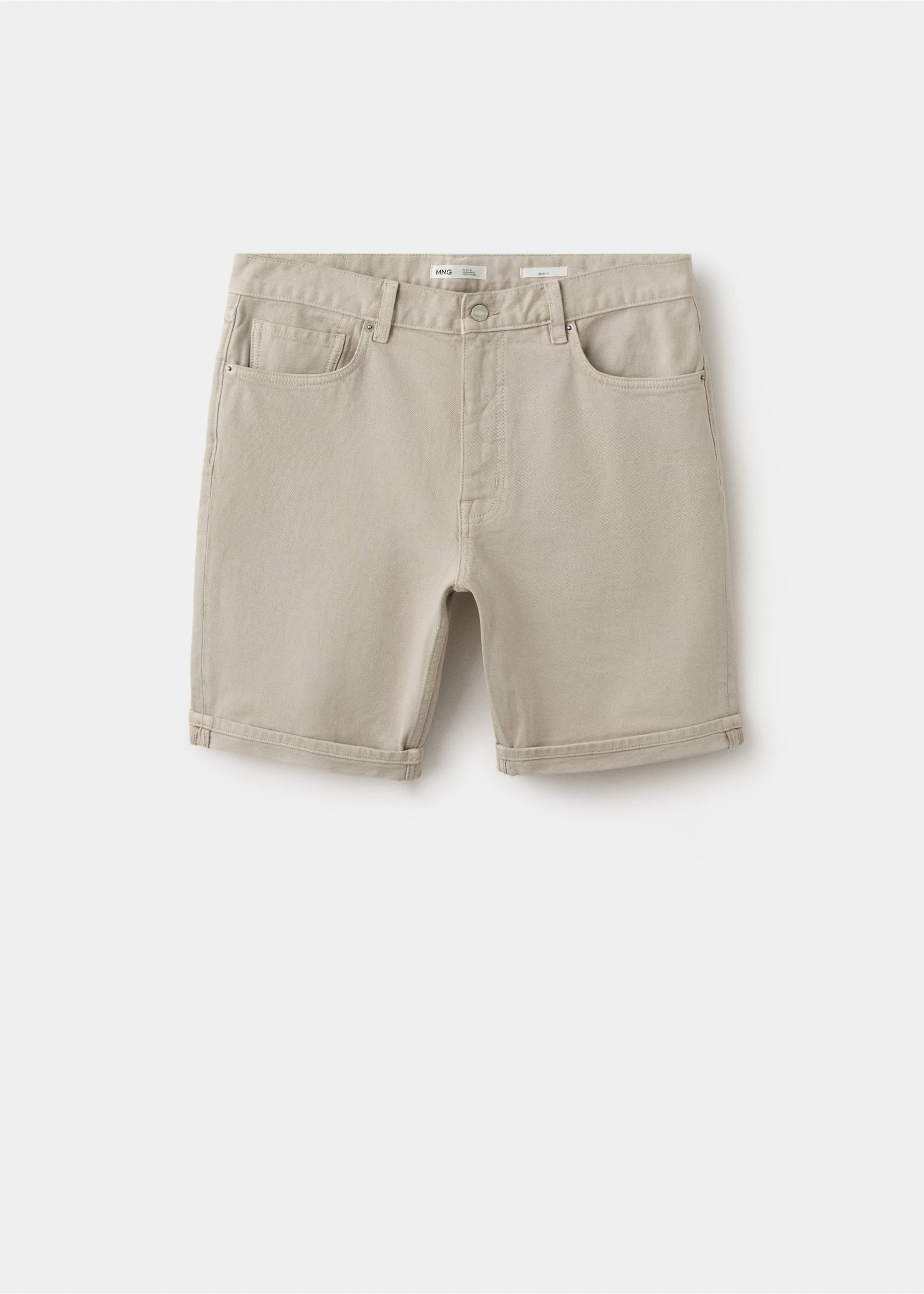 Bermuda en jean slim fit - Article sans modèle, Beige. Ref: 37071418-00.