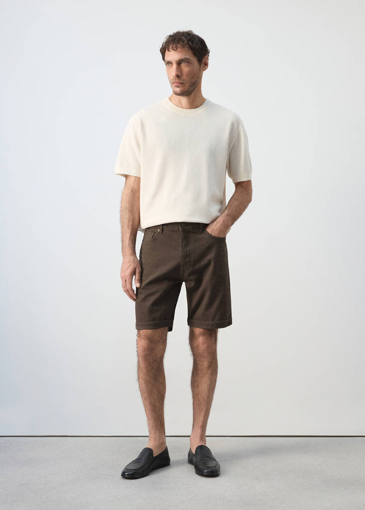 Slim-fit denim bermuda shorts — Chocolate