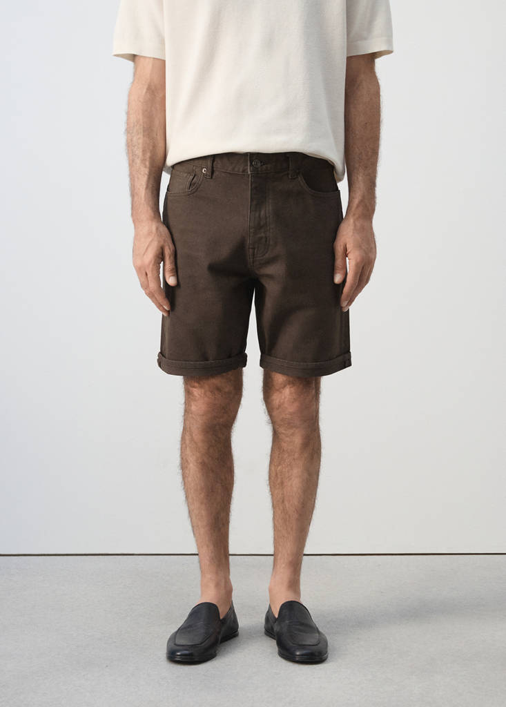Slim-fit denim bermuda shorts — Chocolate