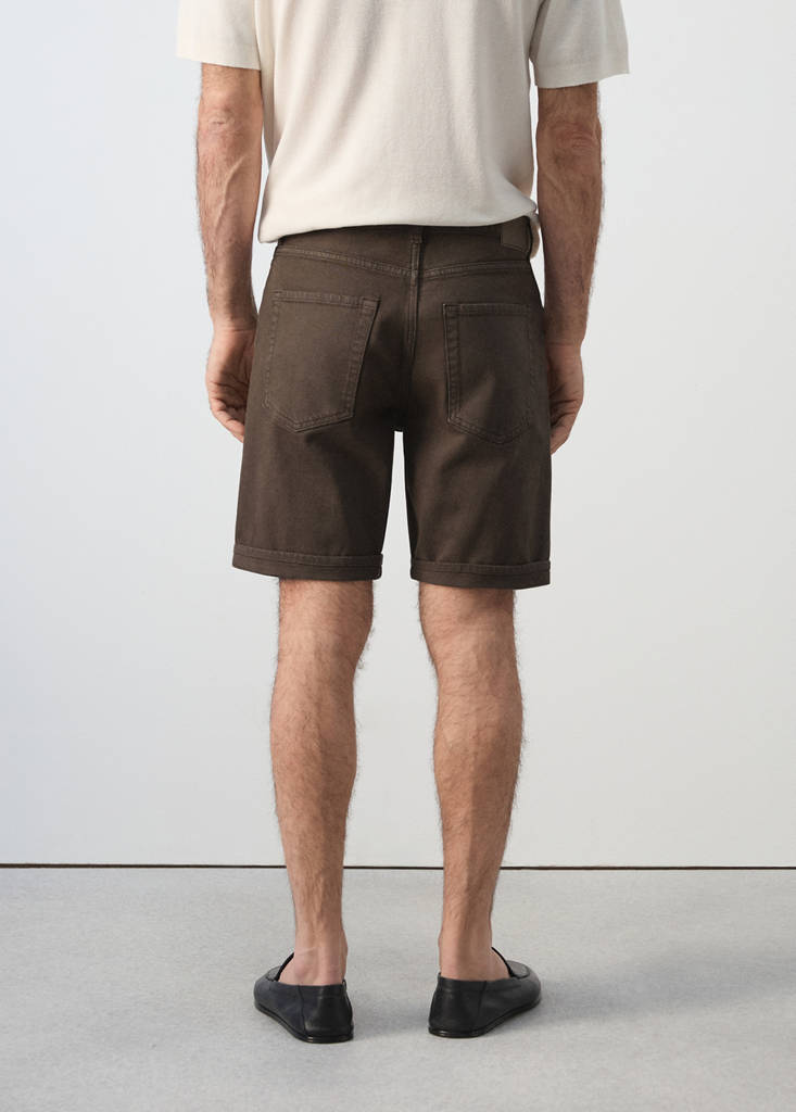 Slim-fit denim bermuda shorts — Chocolate