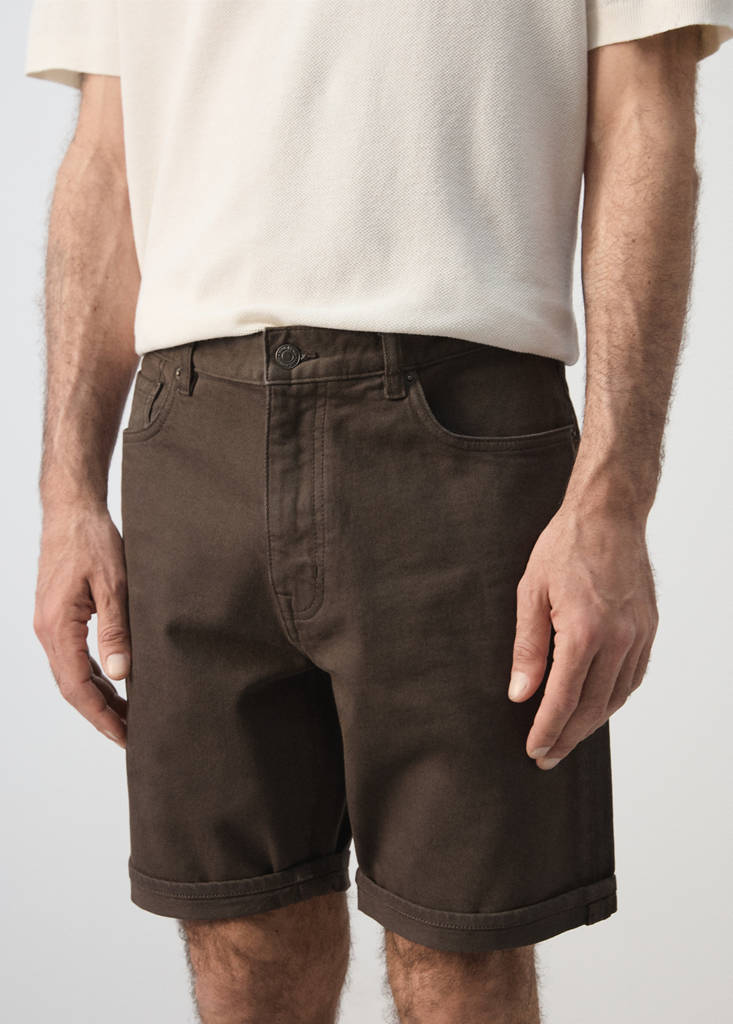 Slim-fit denim bermuda shorts — Chocolate