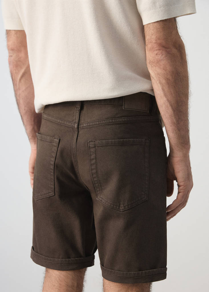 Slim-fit denim bermuda shorts — Chocolate