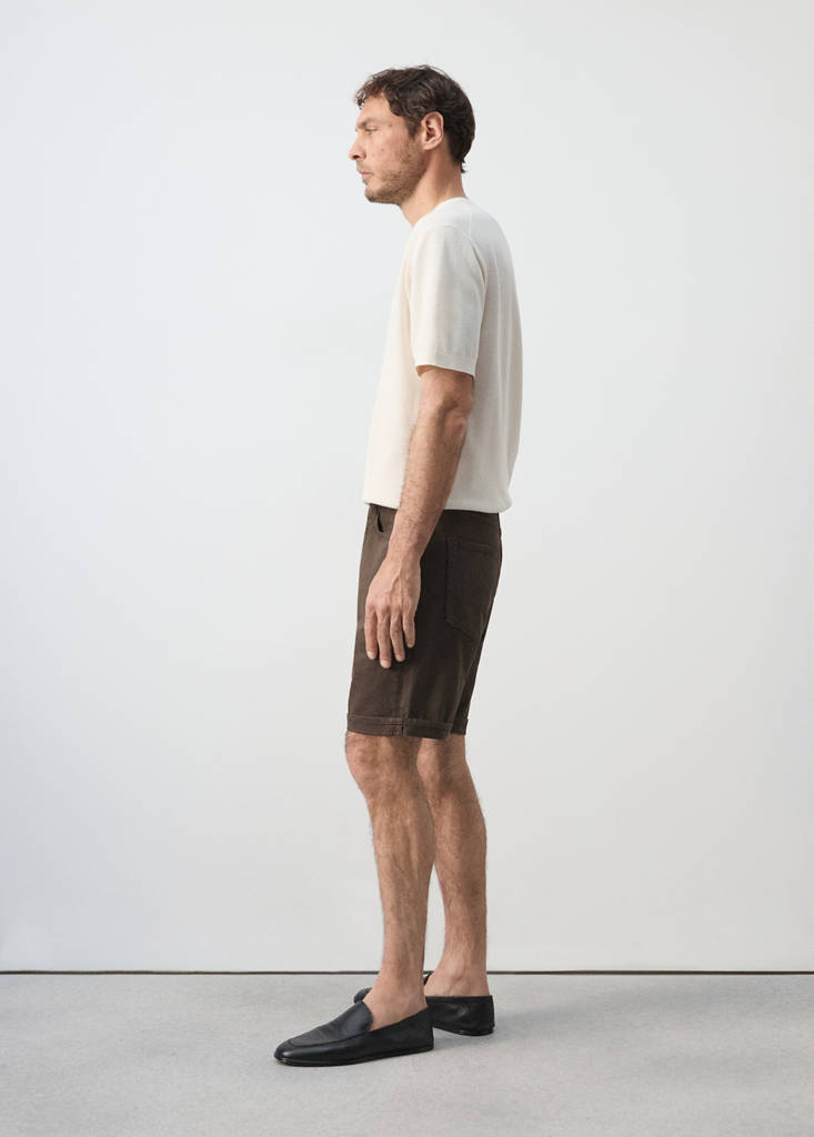 Slim-fit denim bermuda shorts — Chocolate