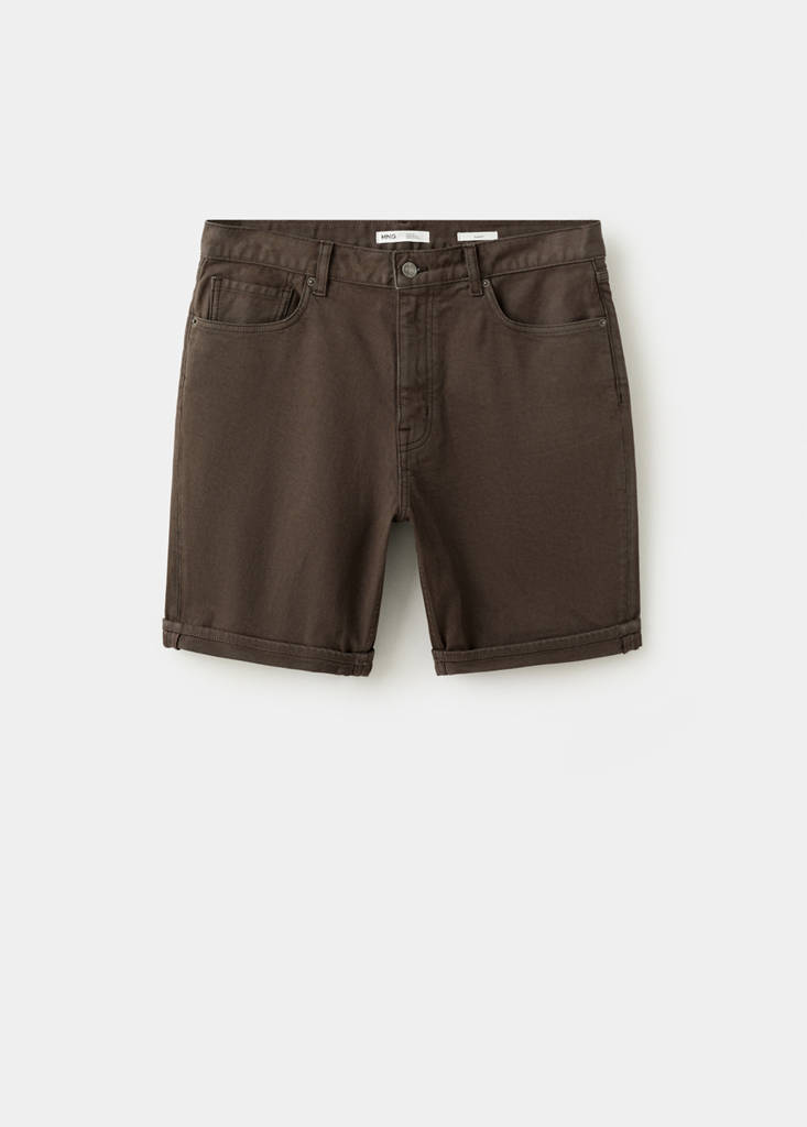 Slim-fit denim bermuda shorts — Chocolate