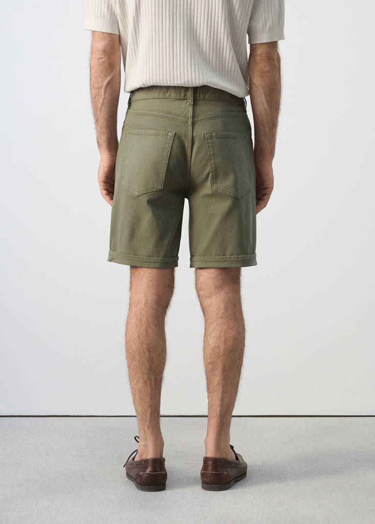 Slim-fit denim bermuda shorts — Khaki