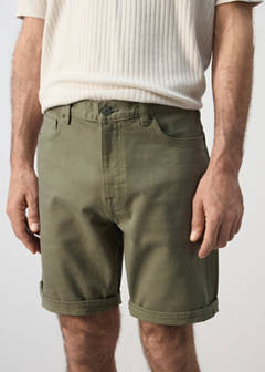 Slim-fit denim bermuda shorts — Khaki 4