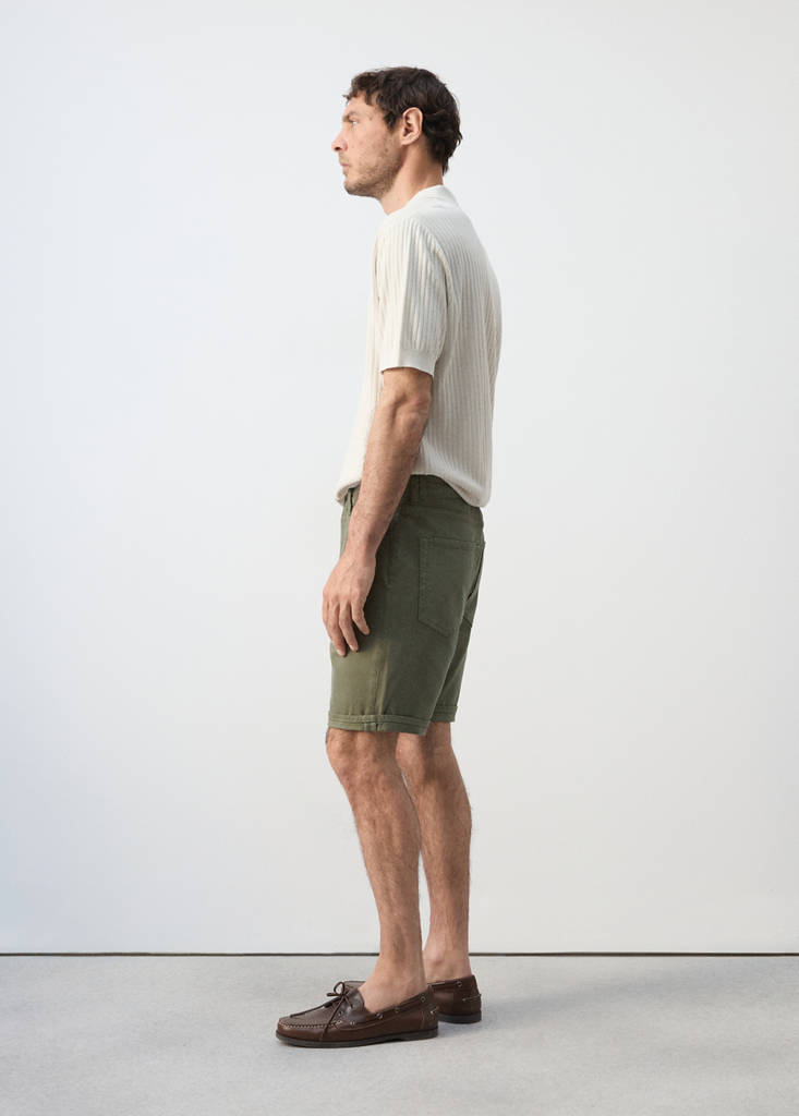 Slim-fit denim bermuda shorts — Khaki