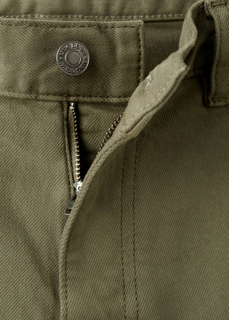 Slim-fit denim bermuda shorts — Khaki