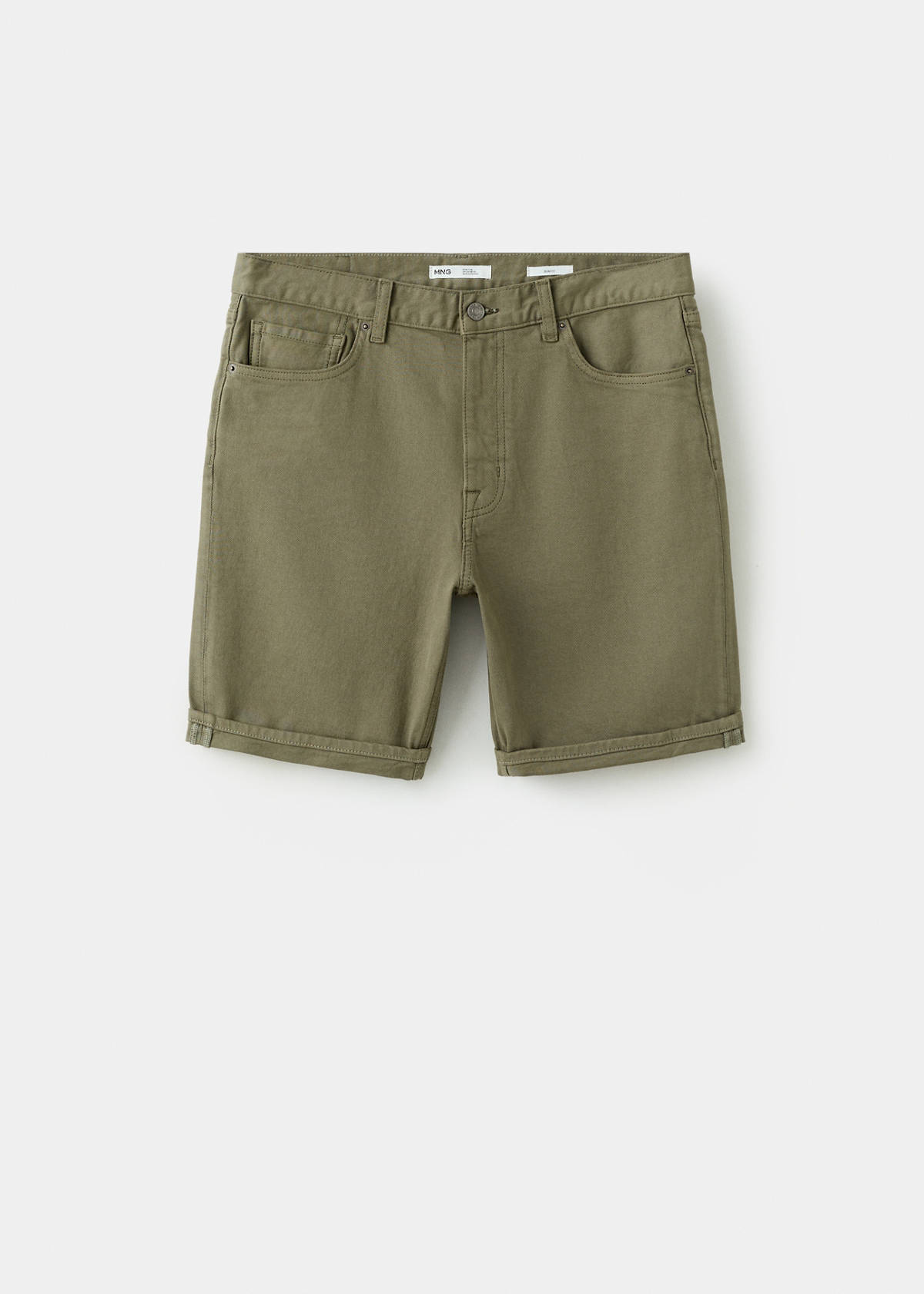 Slim-fit denim bermuda shorts — Khaki