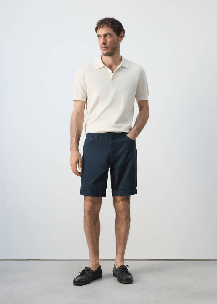 Slim-fit denim bermuda shorts — Navy