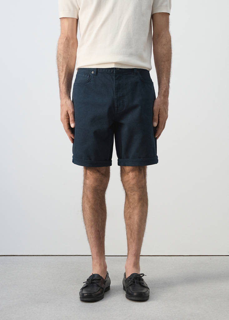 Slim-fit denim bermuda shorts — Navy