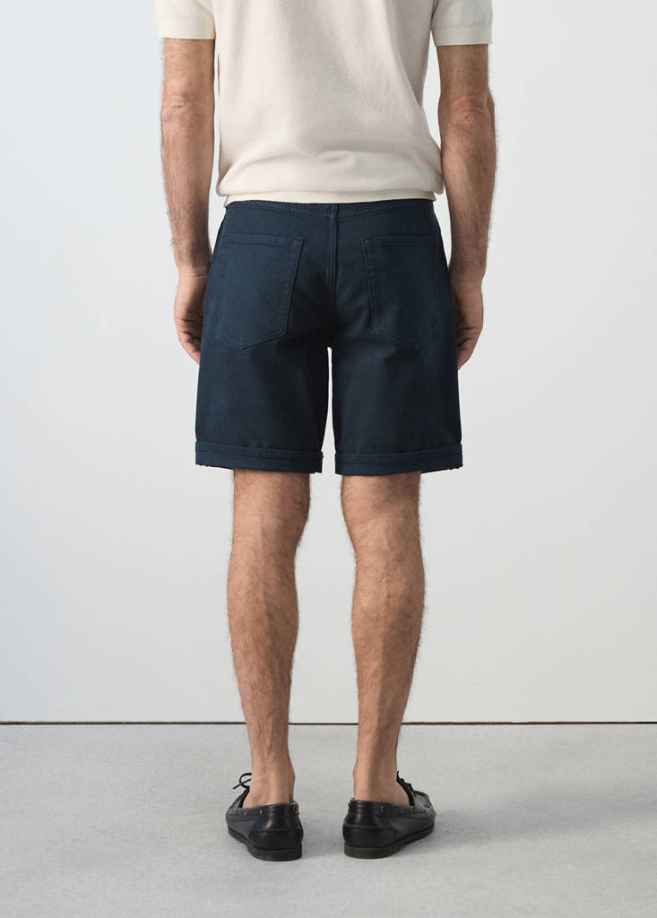 Slim-fit denim bermuda shorts — Navy