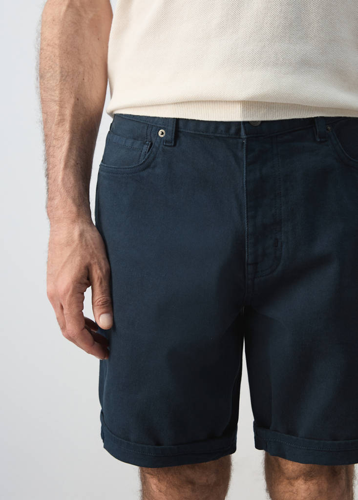 Slim-fit denim bermuda shorts — Navy