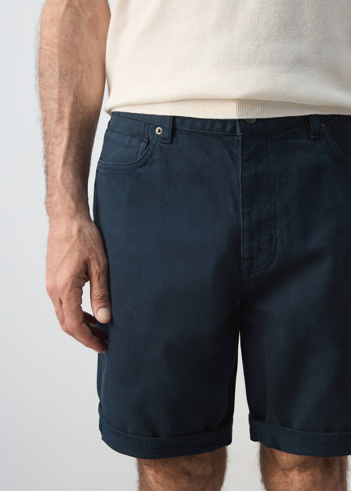 Slim-fit denim bermuda shorts — Navy