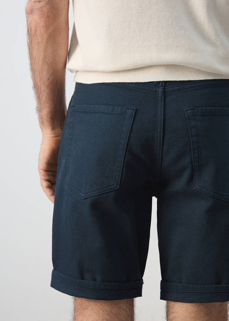 Slim-fit denim bermuda shorts — Navy